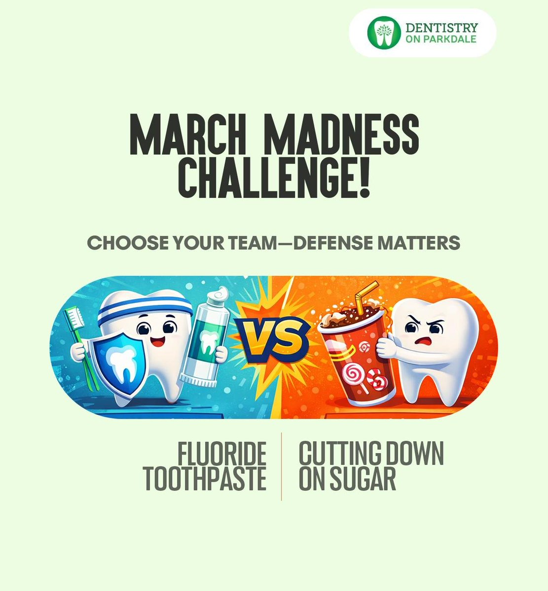 Fluoride strengthens tooth enamel, while reducing your sugar intake helps prevent cavities. The real winner? Both. It's a double win for your smile.
.
.
.
dentistryonparkdale.com
.
#fluoride #lesssugar #healthysmile #marchmadness #hamilton #ON #dentistryonparkdale
