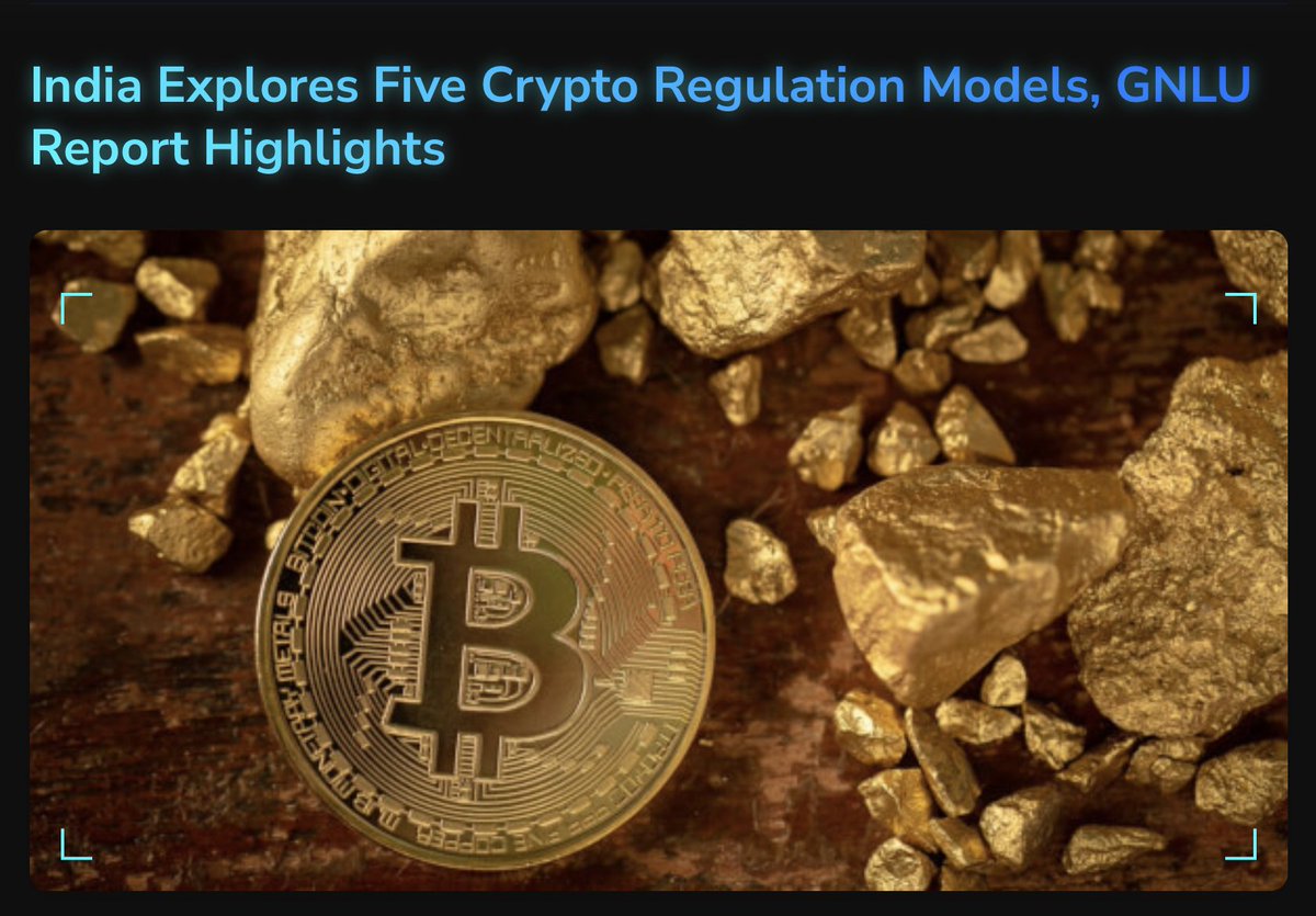 𝐂𝐫𝐲𝐩𝐭𝐨 𝐑𝐞𝐠𝐮𝐥𝐚𝐭𝐢𝐨𝐧 𝐜𝐚𝐥𝐥𝐬 𝐢𝐧 𝐈𝐧𝐝𝐢𝐚 𝐚𝐫𝐞 𝐠𝐞𝐭𝐭𝐢𝐧𝐠 𝐥𝐨𝐮𝐝𝐞𝐫.

Project report from Gujarat National Law University (GNLU) in partnership with Society of Indian Law Firms assesses 5 possible regulatory models:

-> SEBI led Model
-> RBI led Model