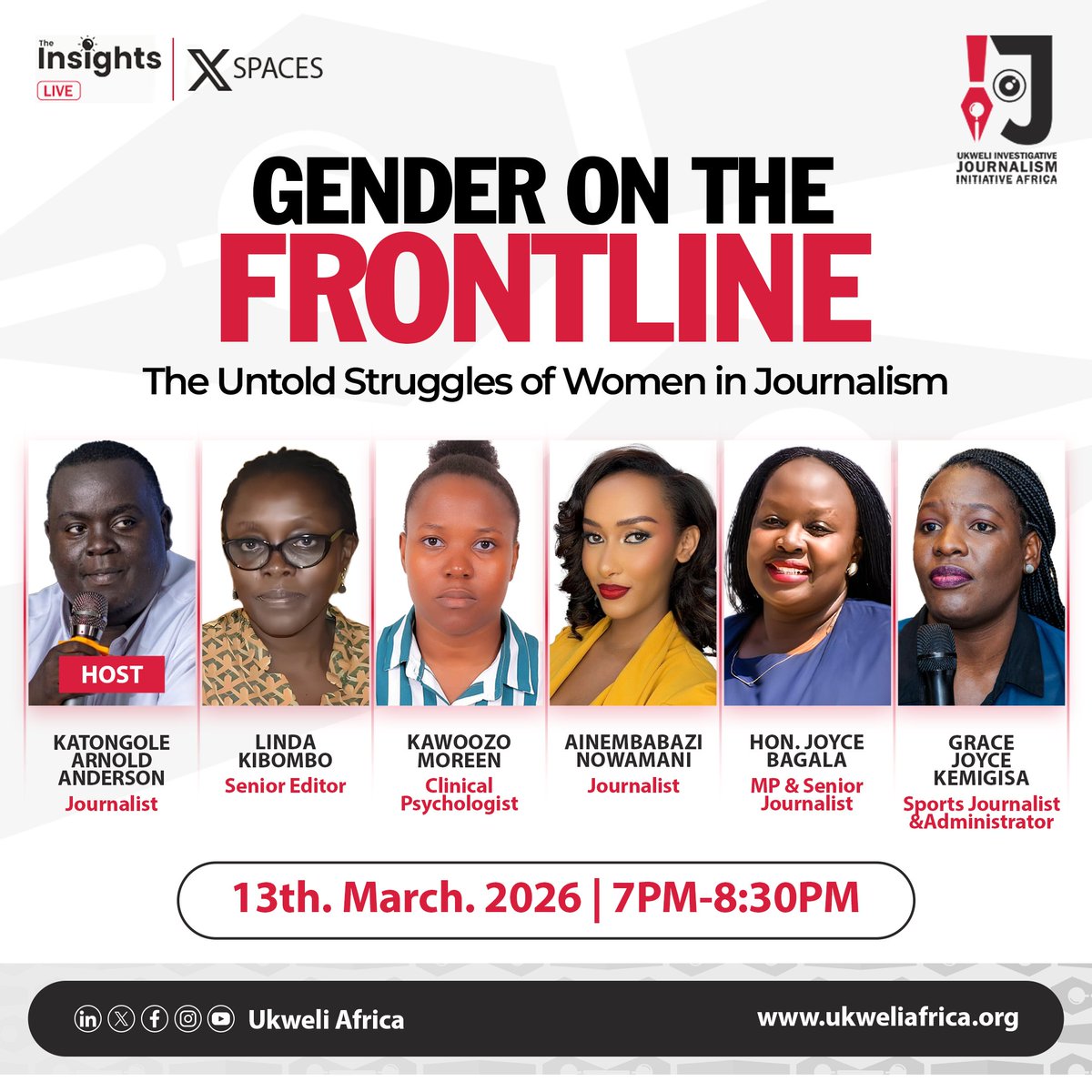 Women journalists often report the news, but their own stories remain unheard.
Join our X Space this Friday as we unpack these unheard stories.

Let’s talk about the realities, and resilience of women in media.

#NosafetyNostory #UkweliAfrica