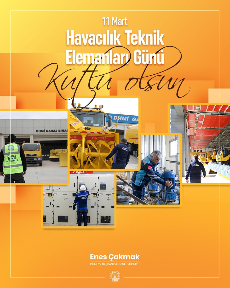 Yolcu ve çevre dostu havalimanlarımızda donanım, altyapı, araç, tesis ve ekipmanların kesintisiz şekilde çalışmasını sağlayarak seyahatlerin konforlu ve güvenli biçimde gerçekleşmesi için özveriyle katkı sağlayan teknik personelimizin “11 Mart Havacılık Teknik Elemanları Günü”nü