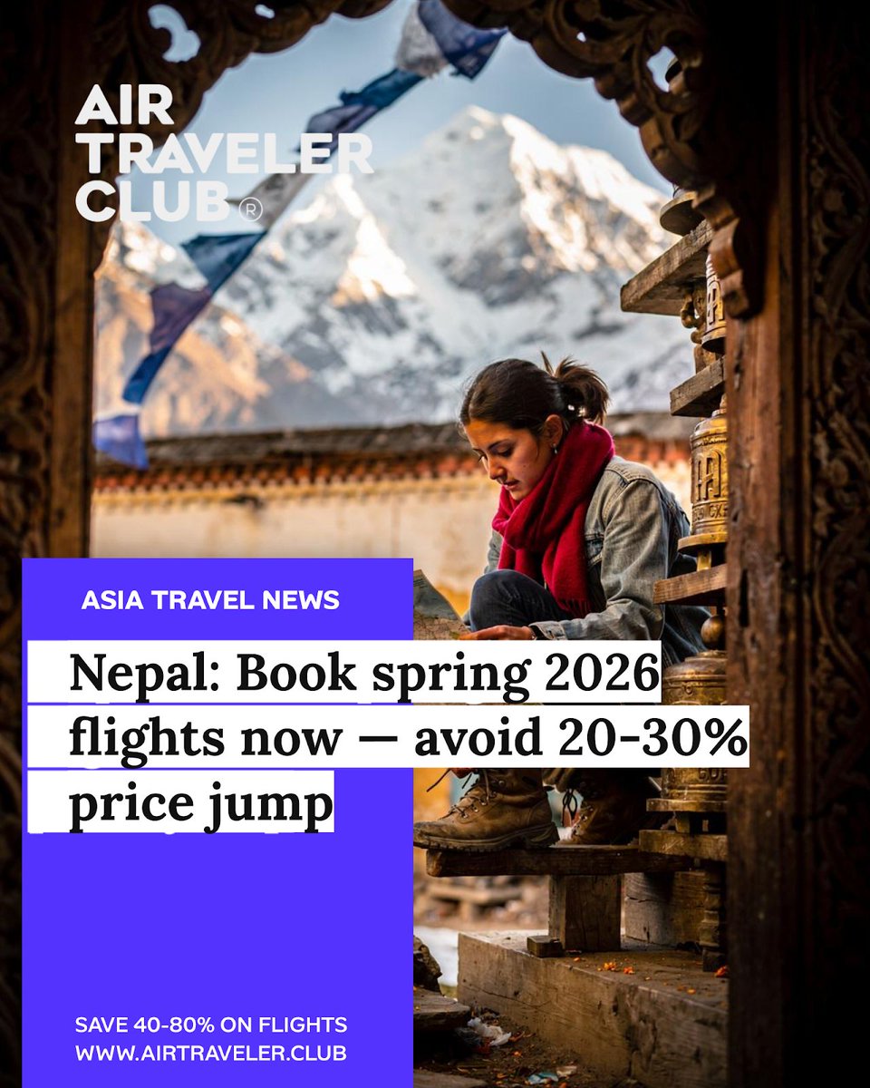 tiket2's tweet photo. "\"Don't miss out! Fly Europe to Kathmandu for €600-900 (30-50% off) with Qatar/Etihad for April-May 2026. Book by March 25 or pay 20-30% more!\"\n\n\"Waiting means peak prices for the same seat due to Nepal's spring trek demand.\"\n\n\"#NepalTravel #FareAlert\"" https://t.co/lISJYObpAl