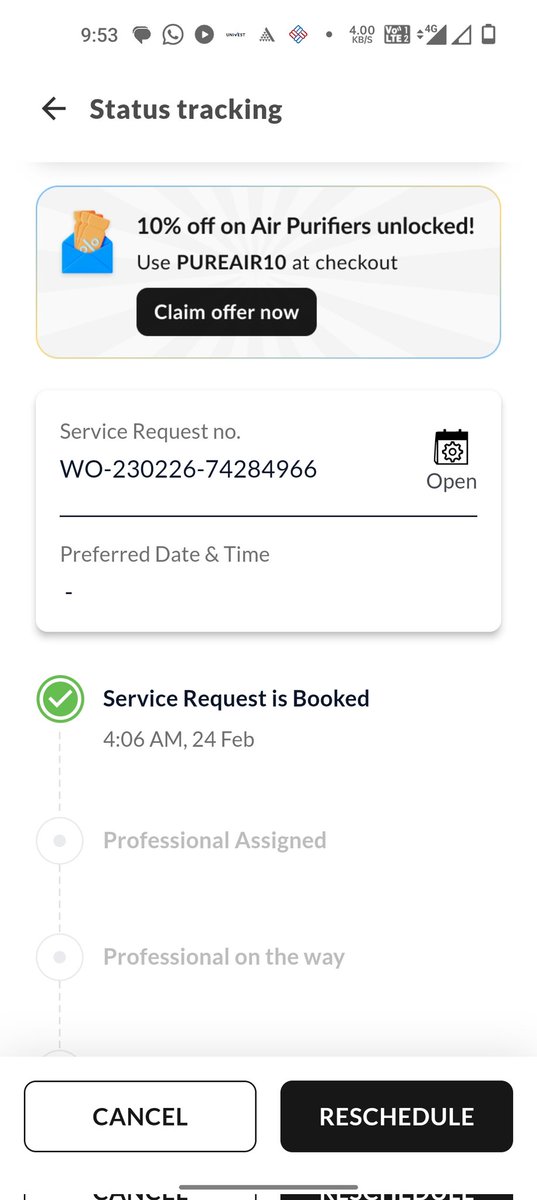 Cv40Rashmi's tweet photo. @EurekaForbes regarding complaint id WO-230226-74284966 booked on 24/02/26 but still am not getting any service from your side i called customer care and they are telling that technician already assigned that too 15 days back but no one contacted resolve the issue,,,, https://t.co/iQQMBcLrpF