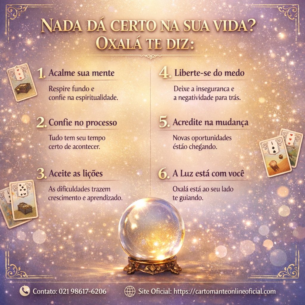 abrigodaalma's tweet image. ✨ Nada Dá Certo na Sua Vida? Oxalá Te Traz Paz e Esperança ✨

Se você sente que tudo está desabando, Oxalá vem com uma mensagem de serenidade e confiança. 

🌿 Contato: 021 98617-6206
🌿 Site Oficial: cartomanteonlineoficial.com

#búzios #jogodebuzios