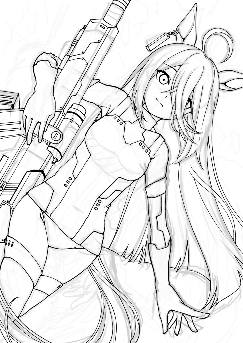 進捗状況:ペン入れ
skebでのご依頼でスクールガールストライカーズの
モシュネスーツを着用したマンハッタンカフェを描かせていただいています
ペン入れが完了、線の修正・加筆・調整を加え色塗りに移ります 