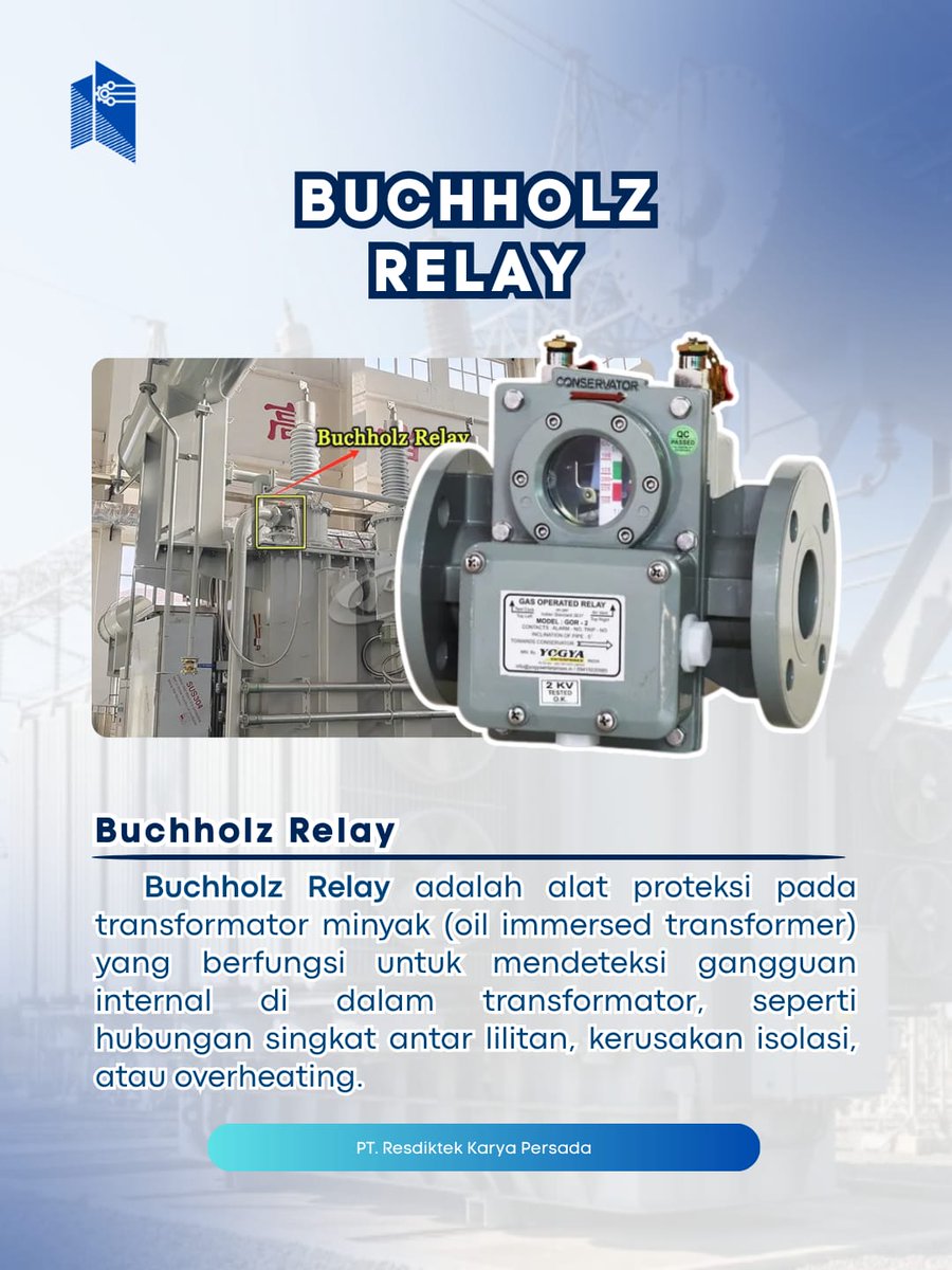 resdiktek_karya's tweet image. Buchholz Relay melindungi transformator minyak dengan mendeteksi gas dari gangguan internal sejak dini. Proteksi ini membantu mencegah kerusakan serius dan menjaga keandalan distribusi listrik.

#resdiktekkaryapersada #distribusilistrik #maintenanceengineering