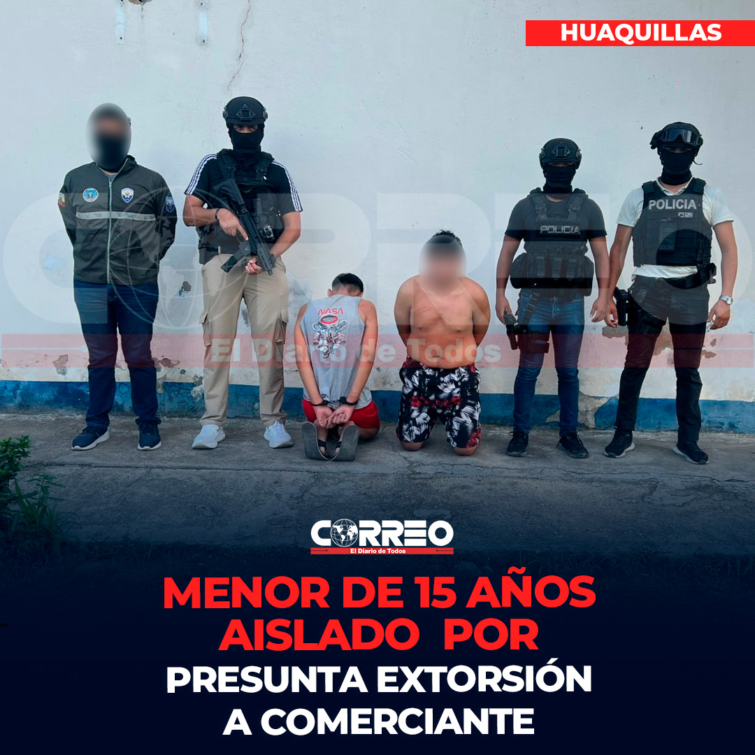 HUAQUILLAS.- Un adolescente de 15 años fue aislado y un hombre de 20 años aprehendido tras ser señalados como presuntos responsables de extorsionar a un comerciante.
👉tinyurl.com/278y7xq2