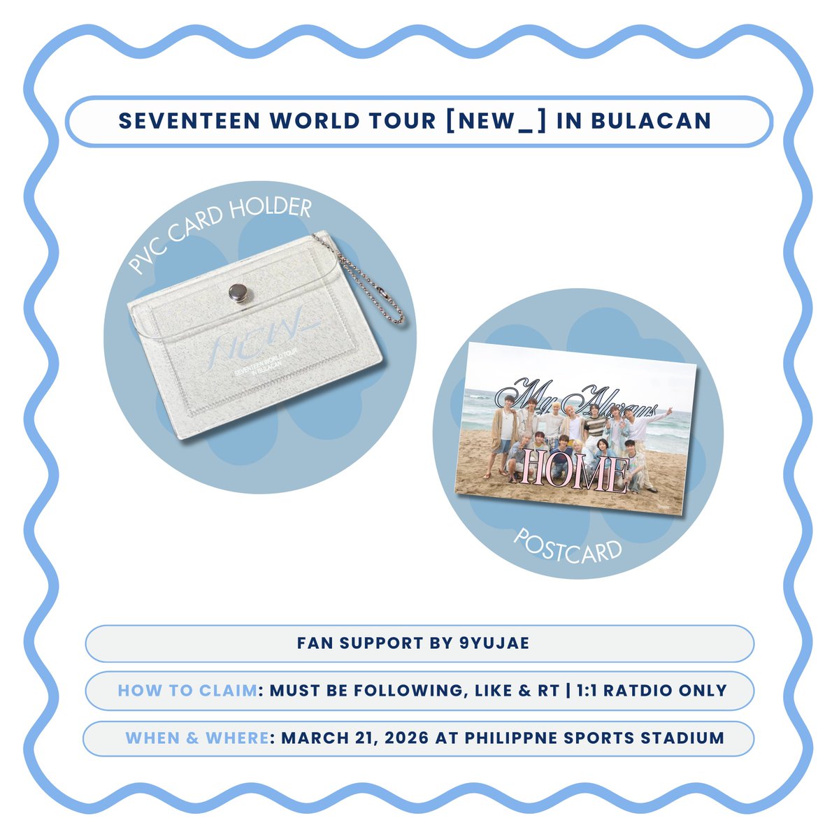 9yujae's tweet photo. SEVENTEEN RIGHT HERE
IN BULACAN FREEBIES ✨
fan project by: @9yujae 

🗓️: March 21
📍: PH Sports Stadium

HOW:
𖦹 mbf, like, &amp; rt
𖦹 limited qty (1:1)
𖦹 open for trade (onsite okay!)

See you, Carats! 💎✨

#SEVENTEEN_NEW_IN_BULACAN #NEW_BULACAN https://t.co/uFehY3afBN