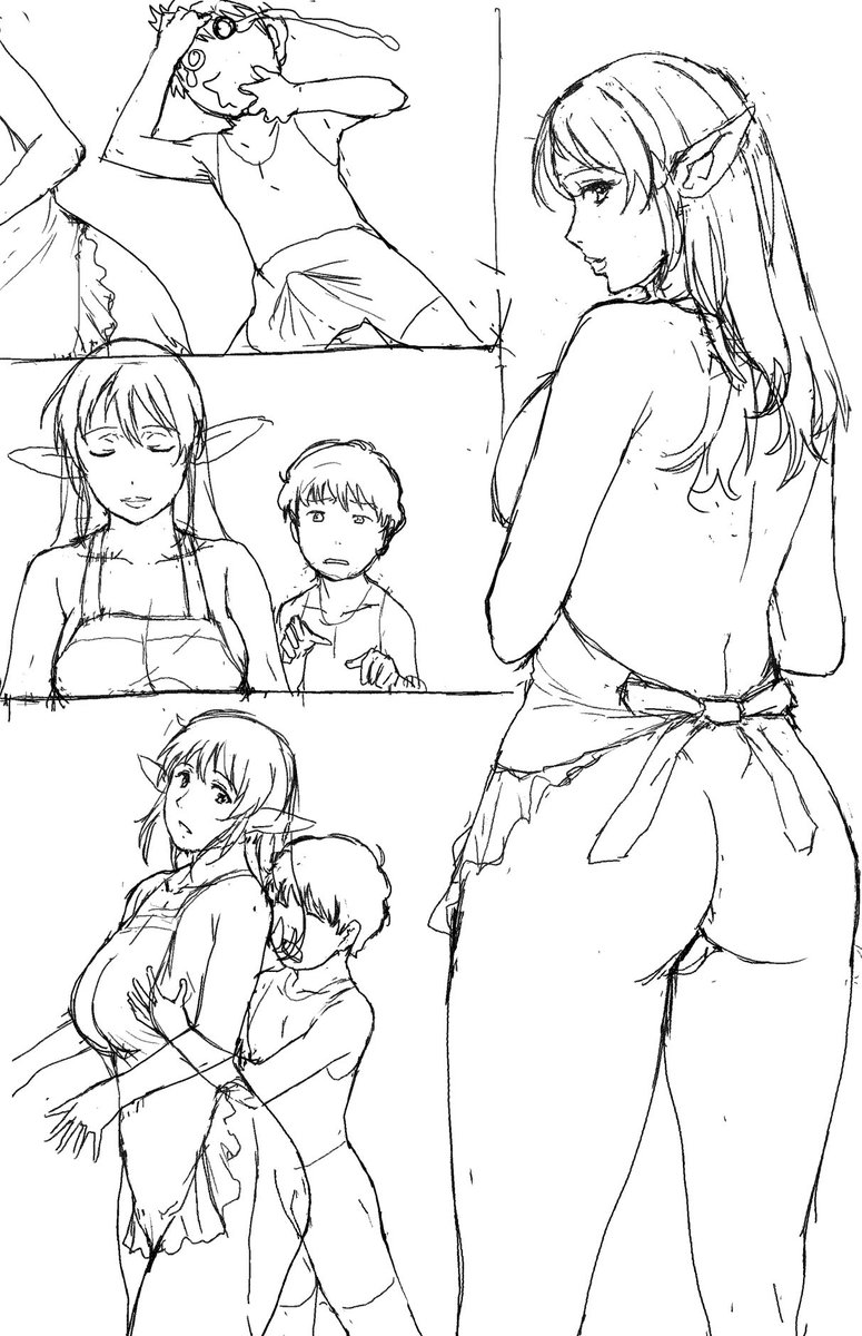 結局やめちゃったエルフママの同人の2本目のネームっぽいものです 