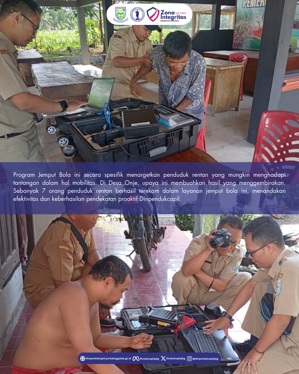 DindukcapilPbg's tweet image. Dinpendukcapil Kabupaten Purbalingga, pada Selasa, 10 Maret 2026, sukses menggelar program Jemput Bola Dukcapil SIAP di Desa Onje, Kecamatan Mrebet. 🎉

dinpendukcapil.purbalinggakab.go.id/article/inovas…

#Dukcapil #DukcapilJateng #DukcapilPurbalingga #PemkabPurbalingga #Purbalingga #DukcapilSIAP