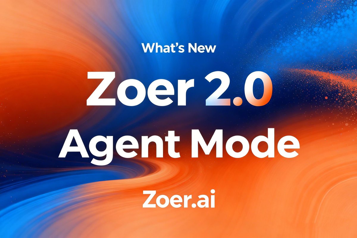 Zoer_ai's tweet photo. Zoer 2.0 is here.
Meet Agent Mode.
Zoer can now plan tasks, use tools, and verify results to build applications with you.
What’s new 👇 https://t.co/ugwd3urRTT