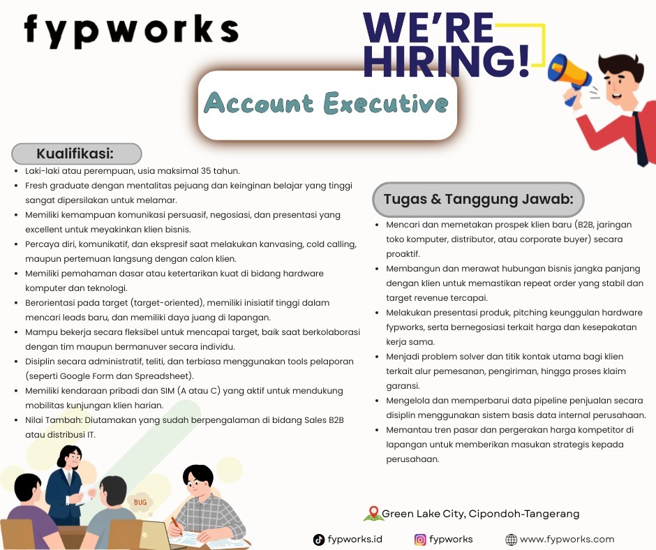 kienzannn's tweet photo. WE ARE HIRING! 🚀

Halo semuanya! fypworks lagi cari rekan baru untuk gabung dan berinovasi bareng kita. Kalau kalian punya kualifikasi yang pas dan siap tantangan, langsung cek detailnya di sini ya:

🔗 Lamar di sini: https://t.co/MOkpU6m00P https://t.co/hV9lGbjk17