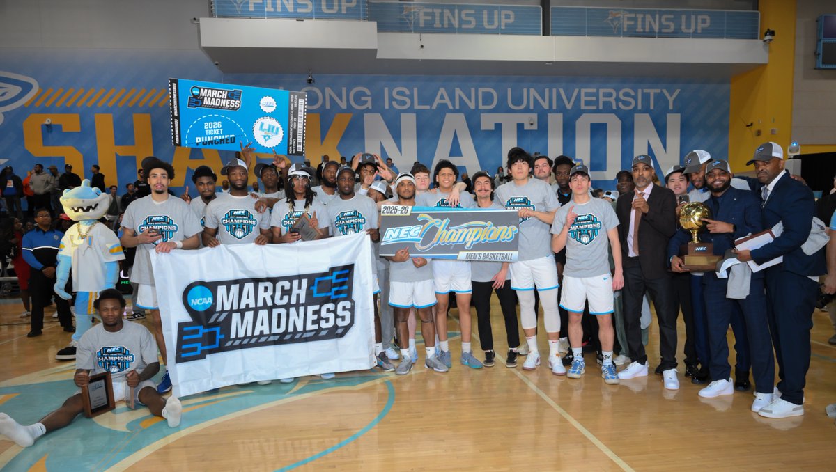 nechoops's tweet photo. 2025 NEC Men's Basketball Champions 👉 LIU 🥳

#NEC26🏆 x #NECMBB🏀 x @LIUAthletics 🦈 https://t.co/9RLhCRrwoH