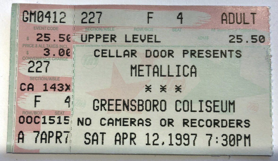 UNCTEP's tweet photo. @Metallica This was the only time I have been to one of your shows.  Look at that price 👀 https://t.co/3VBG3J0Oqf