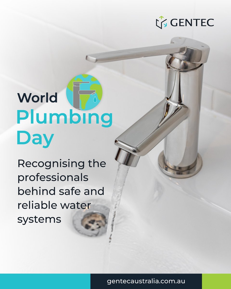GentecAustralia's tweet photo. On World Plumbing Day, we recognise the professionals across design, specification, installation, &amp; maintenance who ensure that water systems perform reliably every day. https://t.co/0qvXp7tIUM