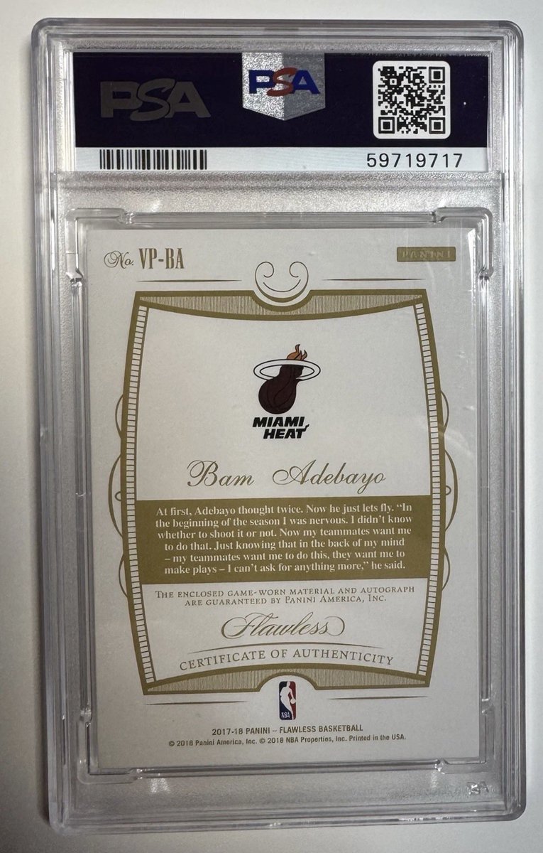 joessportscard's tweet photo. 🎁Appreciation Day Giveaway🎁

Winner Announced TONIGHT 

🔥 2017 PANINI FLAWLESS VERTICAL PATCH AUTO VP-BA BAM ADEBAYO RC RPA Jersey # 13/25 

To enter
1. Follow
2. Retweet
3. Like
4. Comment https://t.co/LJQpVSUaU5