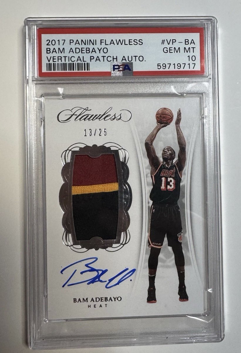 joessportscard's tweet photo. 🎁Appreciation Day Giveaway🎁

Winner Announced TONIGHT 

🔥 2017 PANINI FLAWLESS VERTICAL PATCH AUTO VP-BA BAM ADEBAYO RC RPA Jersey # 13/25 

To enter
1. Follow
2. Retweet
3. Like
4. Comment https://t.co/LJQpVSUaU5