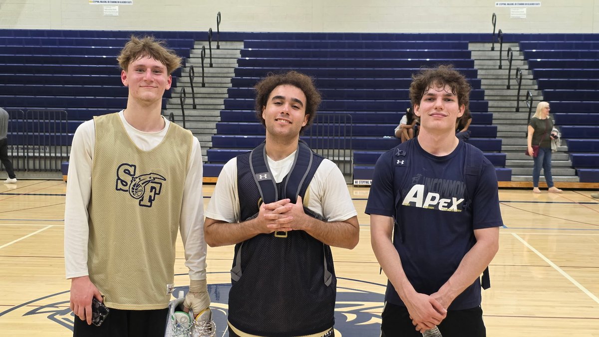 SFRecBall's tweet photo. In one last game for your seniors Team Blue took the win 114-106. Senior MVP Anthony Daywalt goes out with a bang scoring 34 points and 3pt champ Lukas Dourte having 30. A final picture from your Senior Junior Sophomore and Freshman MVPs. https://t.co/BeebJX2Gxh