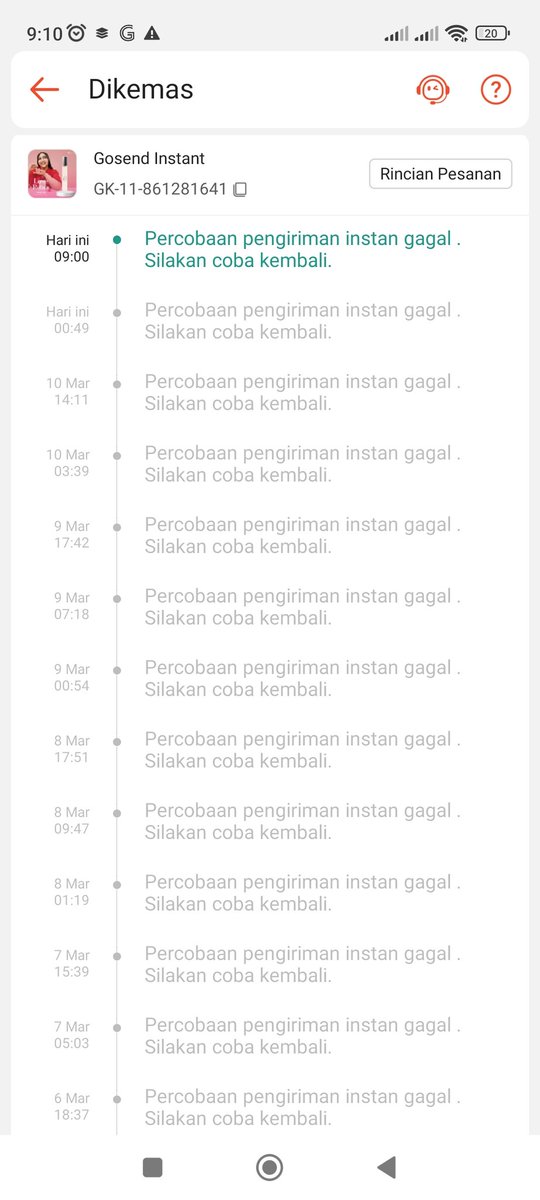 Liikeee's tweet photo. Order barang di @ShopeeID pilih instan krn pengen cepet, sengaja pilih @gojekindonesia krn biasanya cepet. Dari tanggal 4 notifnya begini mulu. Genap seminggu woyyy. https://t.co/Wu0PcRGTeX