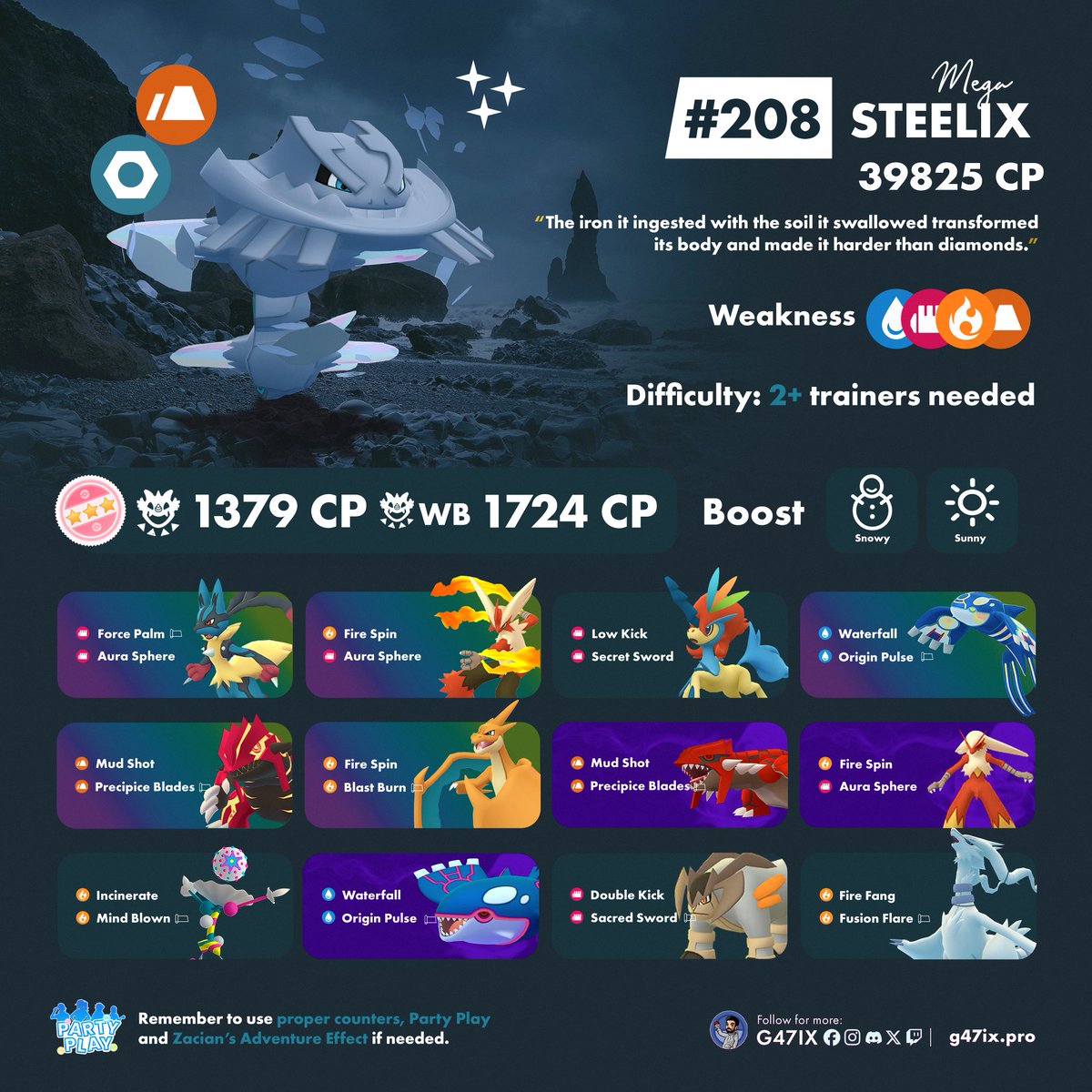 ⛓️ Mega Steelix will be available in Mega Raids from March 11 to March 17.
✨ If you're lucky, you might find a Shiny!
More counters ➡️ Pokebattler_com
#PokemonGO