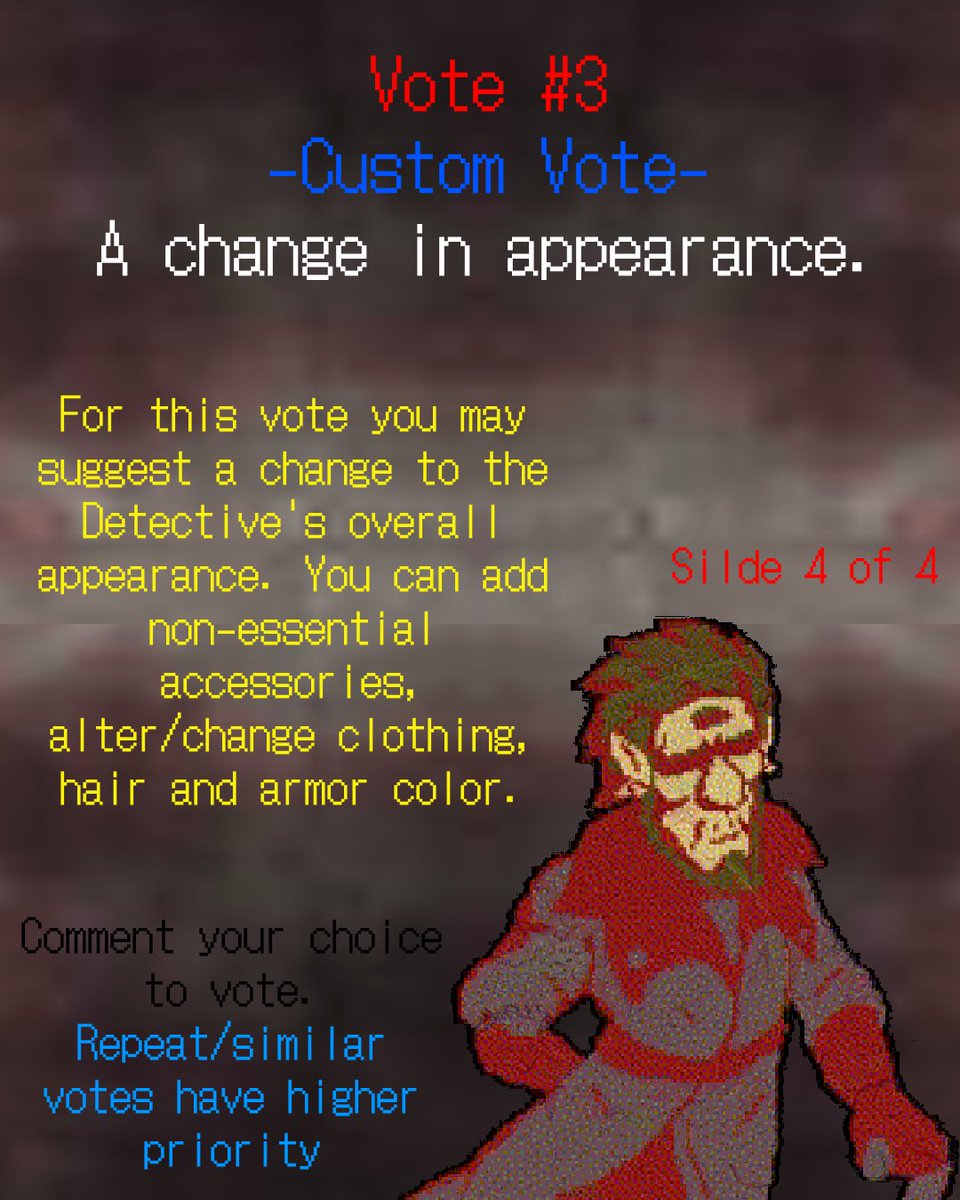 LawfulMike's tweet photo. https://t.co/ZJIfBCCmWP
Follow up for the sake of clarity. I think the voting part of the last video was a little unclear.
#art #pixelart #interactive #interactivestory #cyoa #chooseyourownadventure https://t.co/36ci71Gv2g