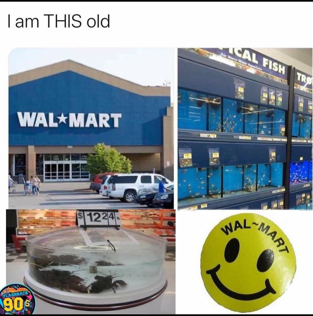 NostalgiaYZ's tweet photo. When Walmart used to have fish tanks and live lobster. https://t.co/TtgxFMalbK