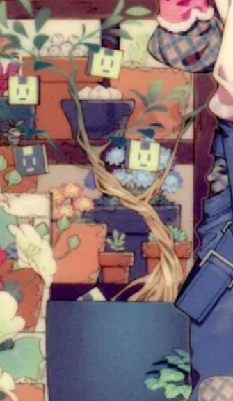Fionysu5's tweet photo. Mink, Clear, Noiz, Koujaku as plants https://t.co/b46ZpCs9e0
