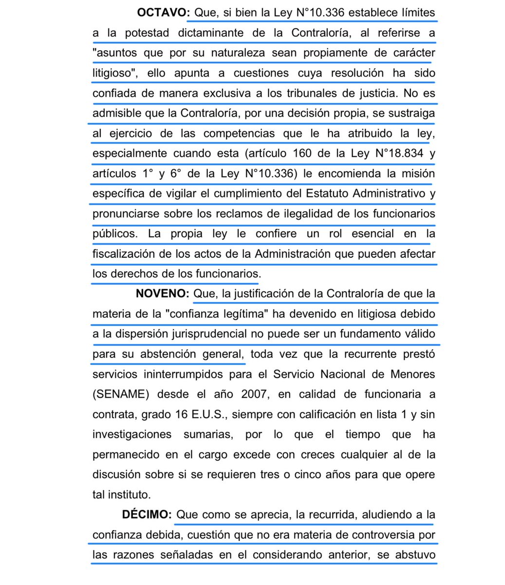 LLeguleya's tweet photo. CS (Rol 57998-2025, que confirma fallo ICA Santiago 17593-2025 24.2.2025) CGR: Asunto litigioso se refiere a cuestiones cuya resolución ha sido confiada de manera exclusiva a los tribunales de justicia. Que la materia de la  “confianza legítima” haya devenido en litigiosa debido a la dispersión jurisprudencial no puede ser un fundamento para su abstención general