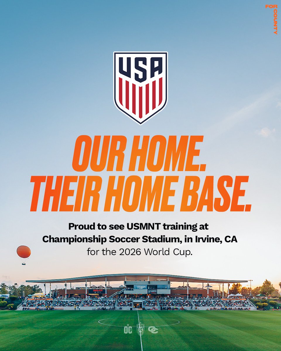 𝗧𝗵𝗲 𝘄𝗼𝗿𝗹𝗱’𝘀 𝗴𝗮𝗺𝗲, 𝗿𝗶𝗴𝗵𝘁 𝗵𝗲𝗿𝗲 𝗶𝗻 𝗢𝗖 🇺🇸🏟️

Championship Soccer Stadium will serve as the base camp training site for the U.S. Men’s National Team ahead of the 2026 World Cup.

#ForCounty 🍊