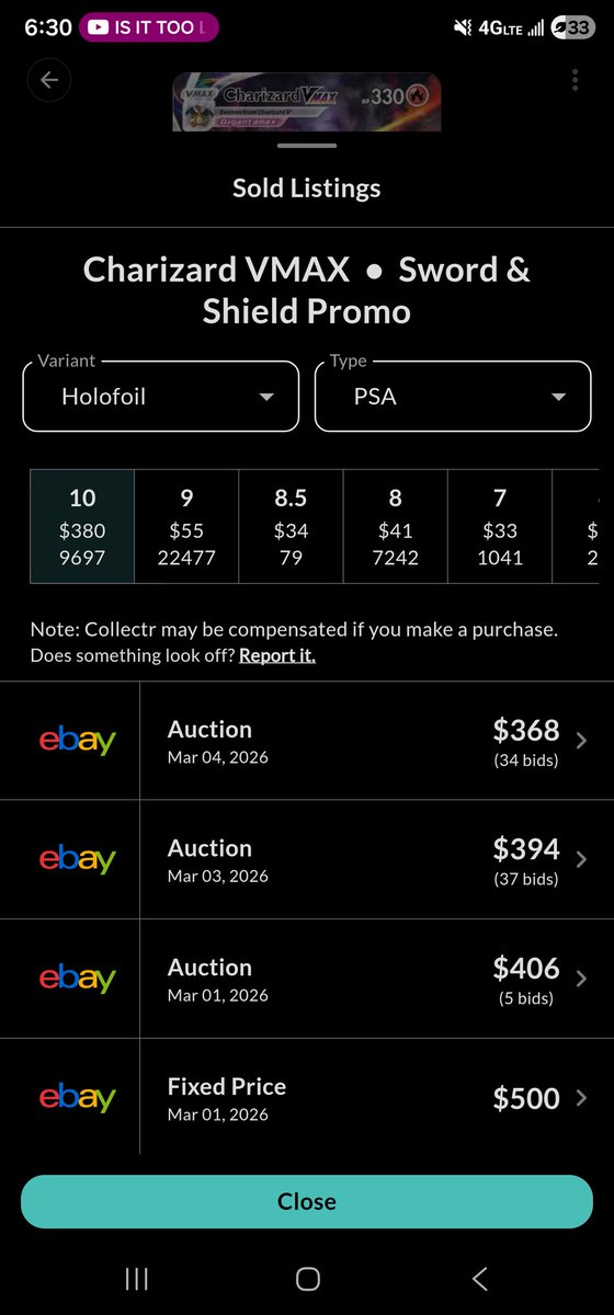 TJBartlemus's tweet photo. Biggest thing holding back @getcollectrapp right now from becoming the industry standard is how long it takes for them to update graded card sales on the app. I understand 4-6 hours but over 5 days is a bit ridiculous. #pokemon #pokemoncollection #pokemonTCG #cards #PSA #ebay https://t.co/pdnRil3d28