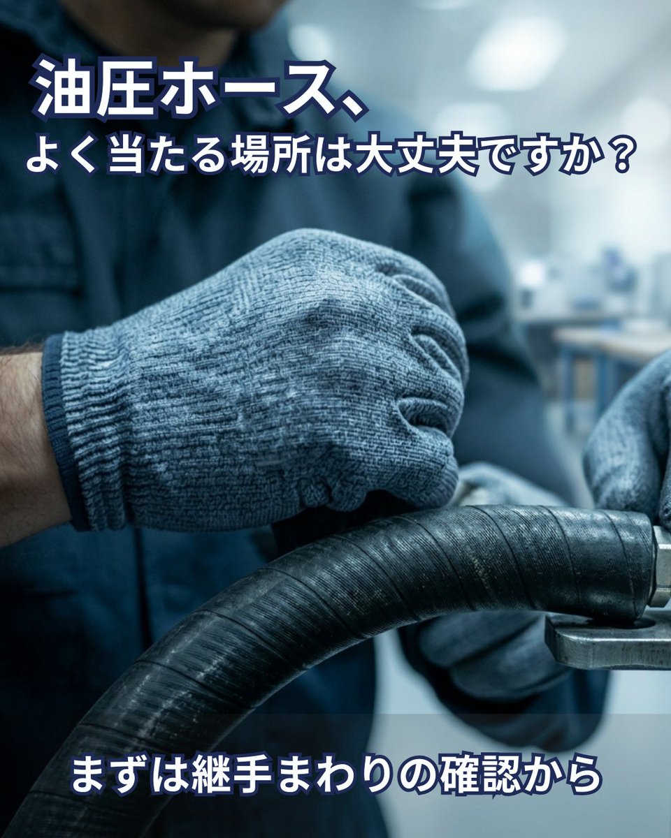 油圧ホースは、毎日使うからこそ
よく当たる箇所に少しずつ負担がかかります。
特に継手まわりや曲がり部は、
見た目は大丈夫でも擦れや接触が起きやすい場所です。
「まだ大丈夫かな」と思う前に、
まずは当たりやすい箇所の確認から。
小さな見直しが、後の手間を減らすこともあります。