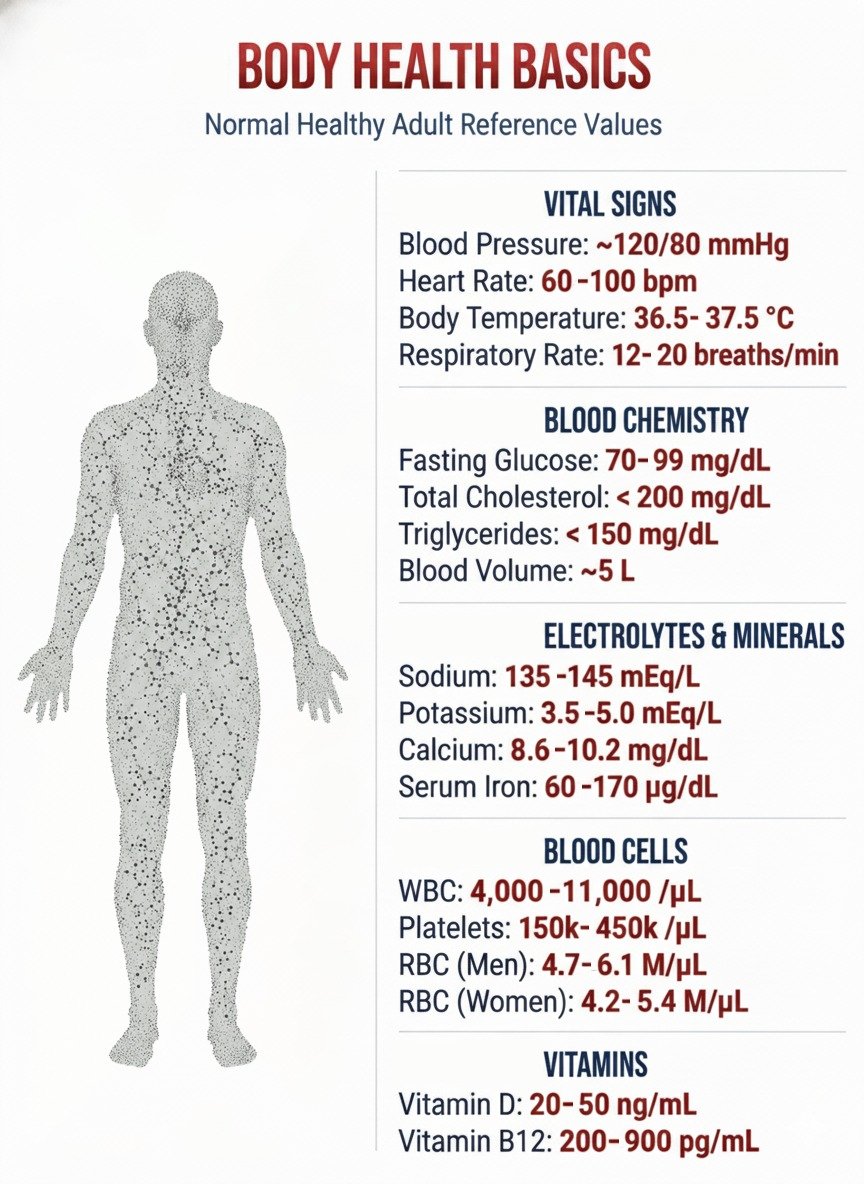 Observations Normal Ranges Adult Normal health ranges