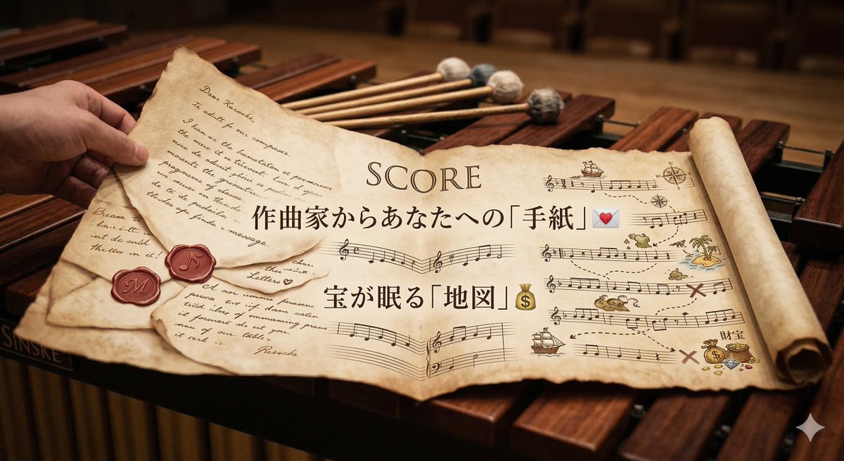 ShinnosukeMusic's tweet photo. 99%の人は 楽譜を読み間違えている。

大人には 
→ 楽譜は作曲家から届いた「手紙」💌

子どもには
→ 楽譜は宝が眠る「地図」💰

でも ただの紙だと思っている人には 
ただの「点と線」。

目をかっぴろげて
奥のメッセージを読めたとき、  
音は劇的に変わる。

#音楽教育 
#マリンバ
#石原慎之助 https://t.co/qxtvHmp01q