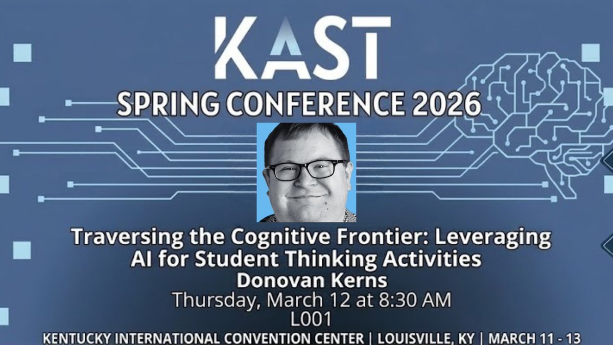 Excited for #KAST26 <a href="/kastk12/">KASTk12</a> 

Come see me on Thursday at 8:30 AM in L001. 

Ready to launch deeper student thinking with a little AI help? Explore how AI tools can help you plan, prepare for, and personalize classroom student thinking activities.