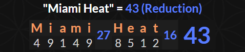 43 free throws you said?

Miami Heat = 43 

#Gematria