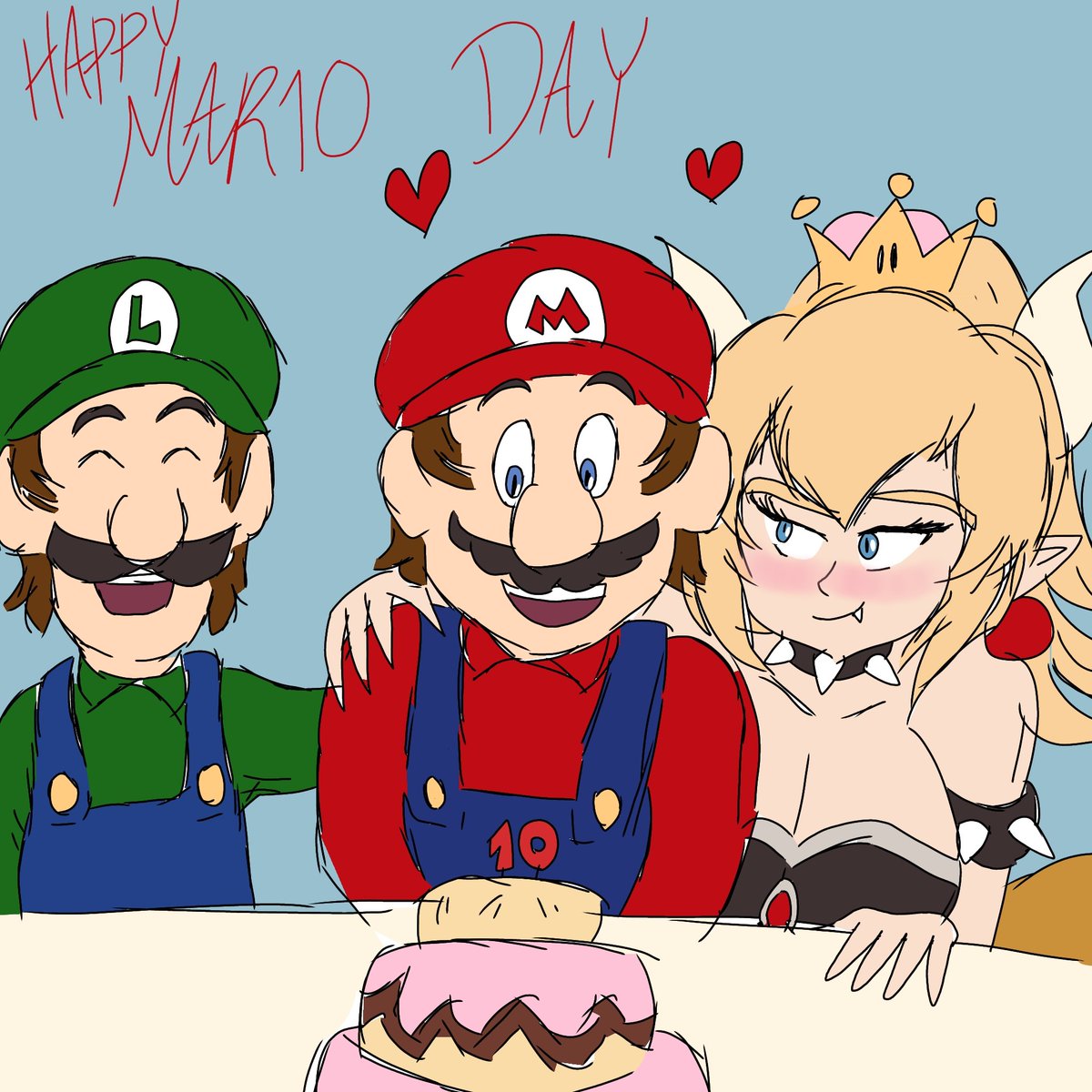 WillRBQK9's tweet photo. Feliz Día de Mario 🎉🥳🔥😁
Happy Mario Day
#happymar10day #marioday #Mariobros #Luigi #Bowsette #queenkoopa #nintendo #supermariogalaxymovie https://t.co/6gxGpXWvl5