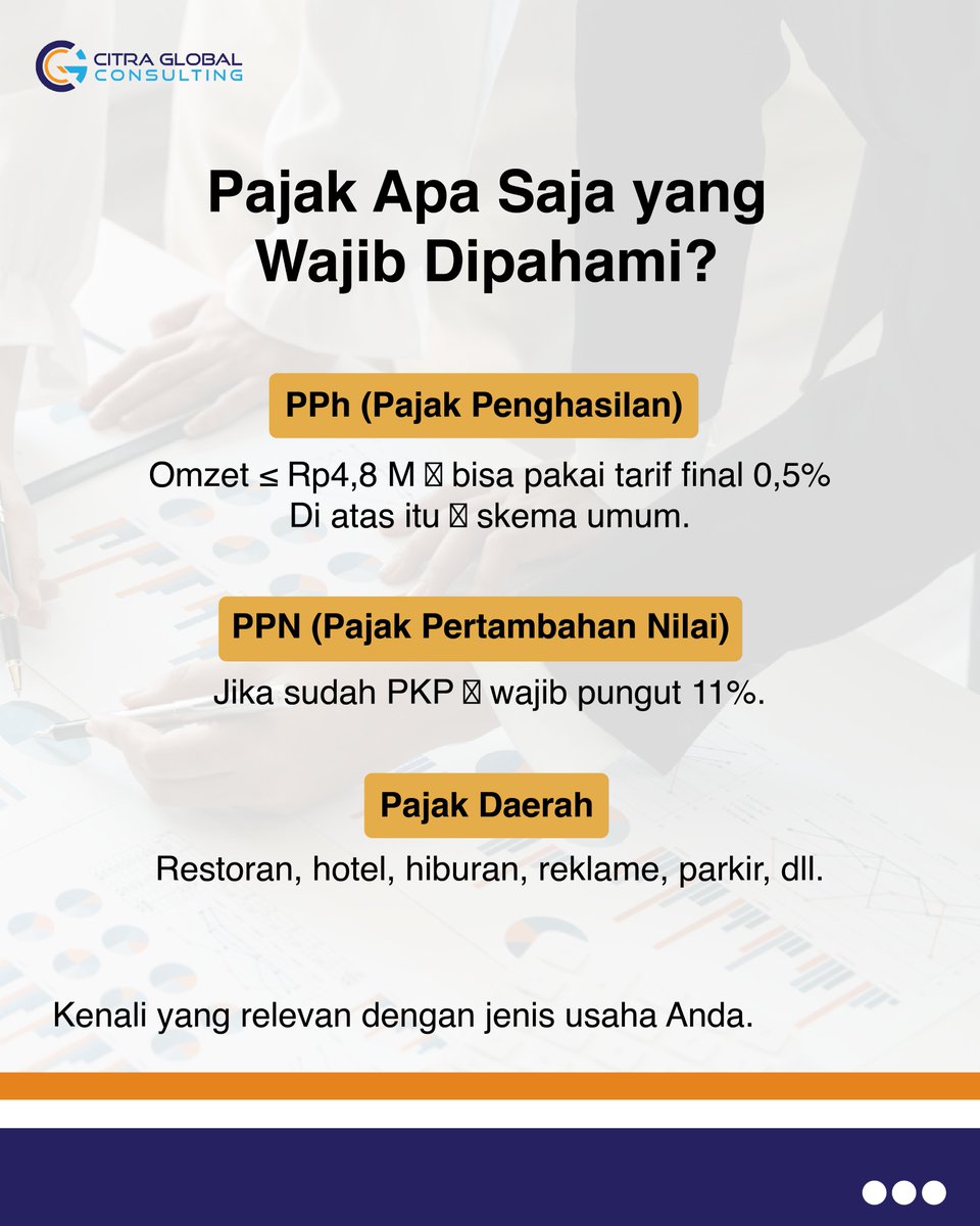 CGConsulting3's tweet photo. Punya usaha tapi masih deg-degan setiap dengar kata "Pajak"? 🤔

Di era serba digital, sistem pajak makin transparan. Salah hitung sedikit, risikonya sanksi besar. Padahal kalau paham dasarnya, pajak nggak seseram itu!
#PajakUsaha #UMKM #TipsBisnis #KonsultanPajak #TaxBasic https://t.co/GvnOCnfsuA