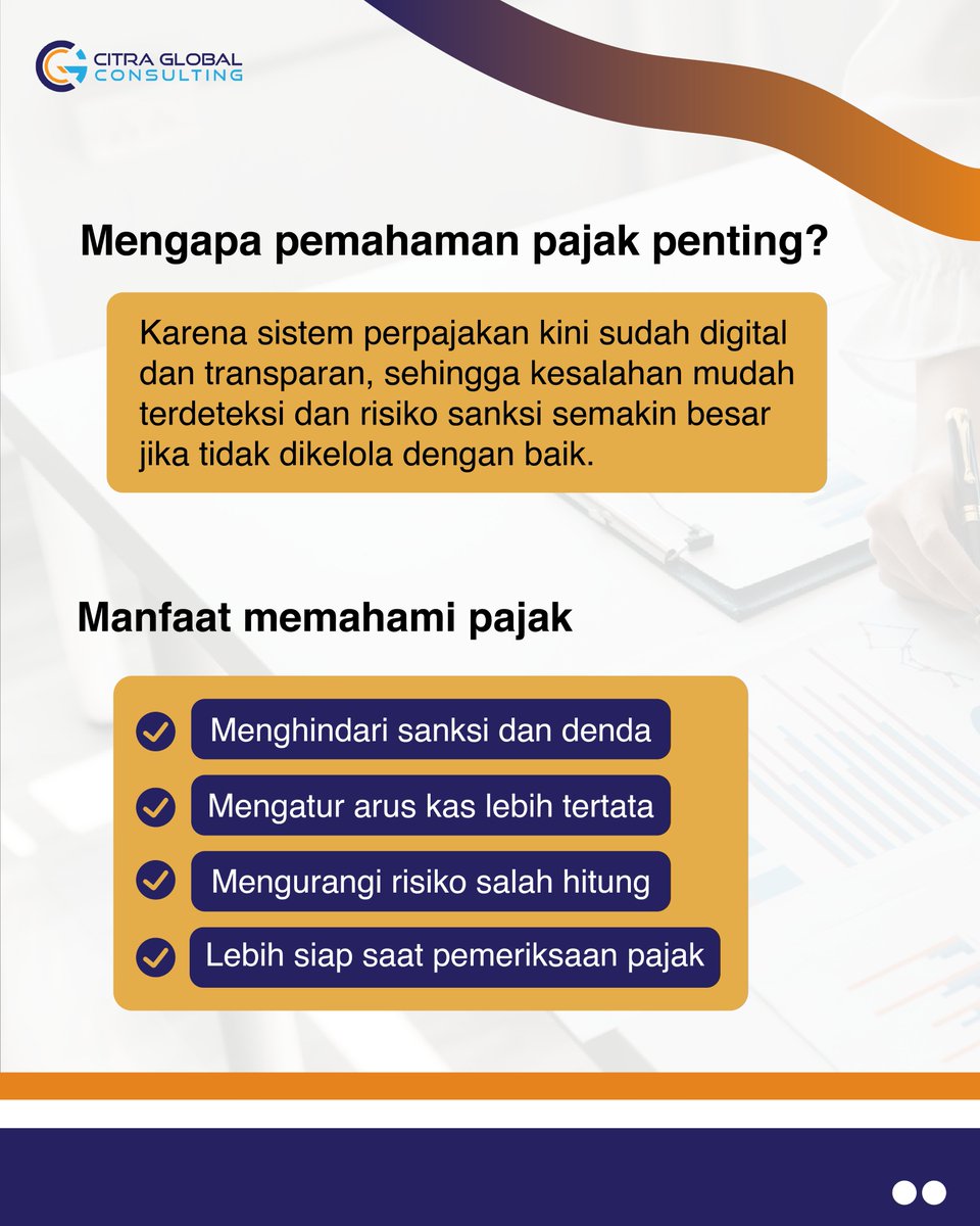CGConsulting3's tweet photo. Punya usaha tapi masih deg-degan setiap dengar kata "Pajak"? 🤔

Di era serba digital, sistem pajak makin transparan. Salah hitung sedikit, risikonya sanksi besar. Padahal kalau paham dasarnya, pajak nggak seseram itu!
#PajakUsaha #UMKM #TipsBisnis #KonsultanPajak #TaxBasic https://t.co/GvnOCnfsuA