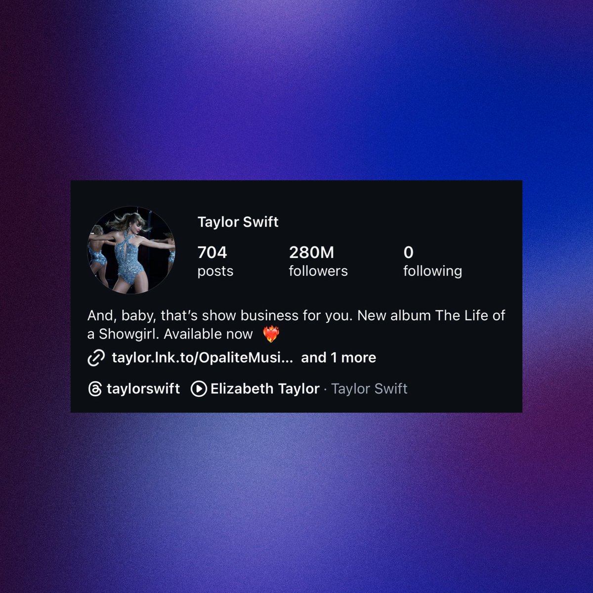 Taylor Swift has changed her Instagram pinned song to ‘Elizabeth Taylor,’ seemingly confirming it as the third single off ‘The Life of a Showgirl.’