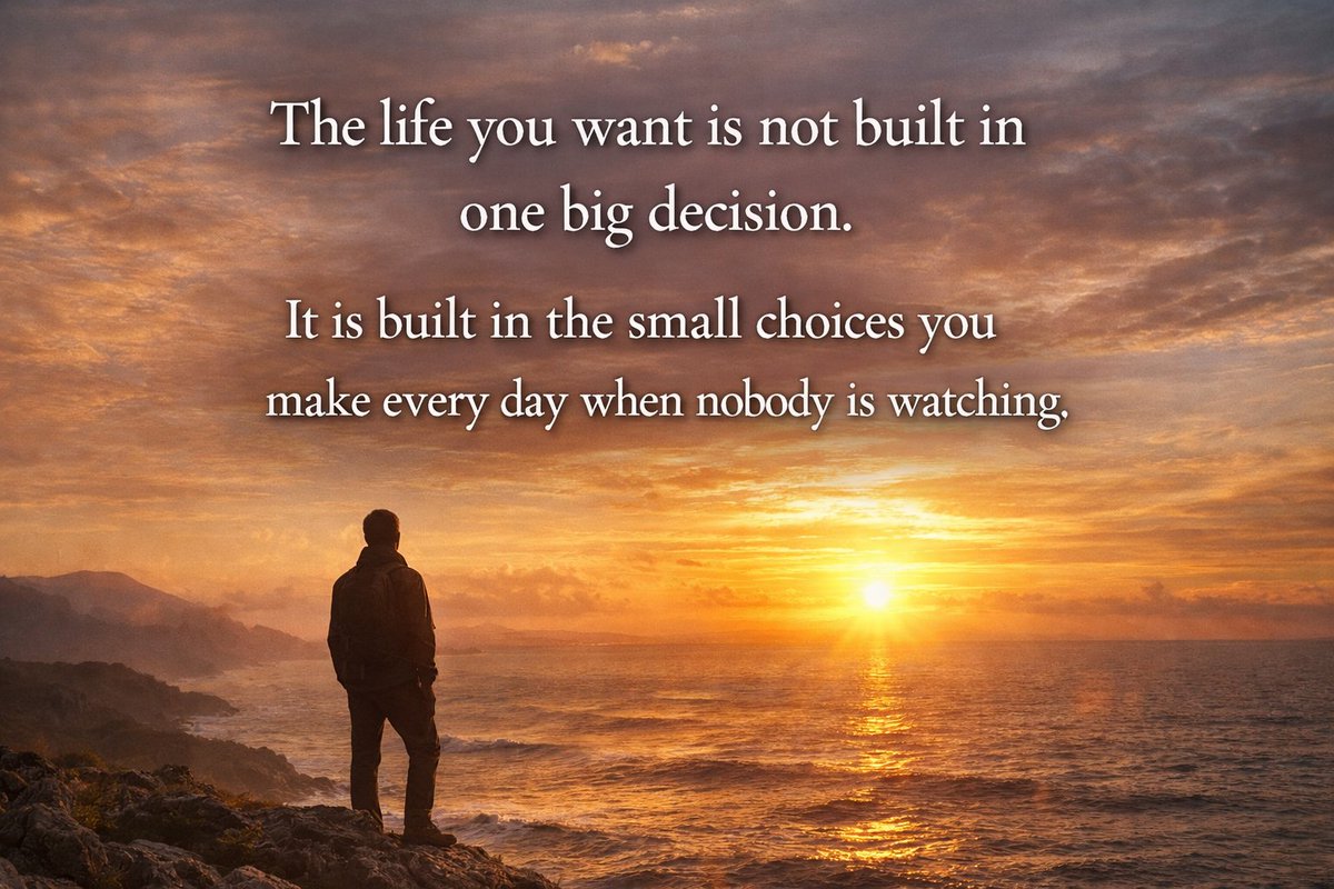 CRUZZWEB311's tweet image. Gm CT
The life you want is not built in one big decision.
It is built in the small choices you make every day when nobody is watching.#SuccessTips #MindsetMatters #SelfImprovement #MotivationDaily
