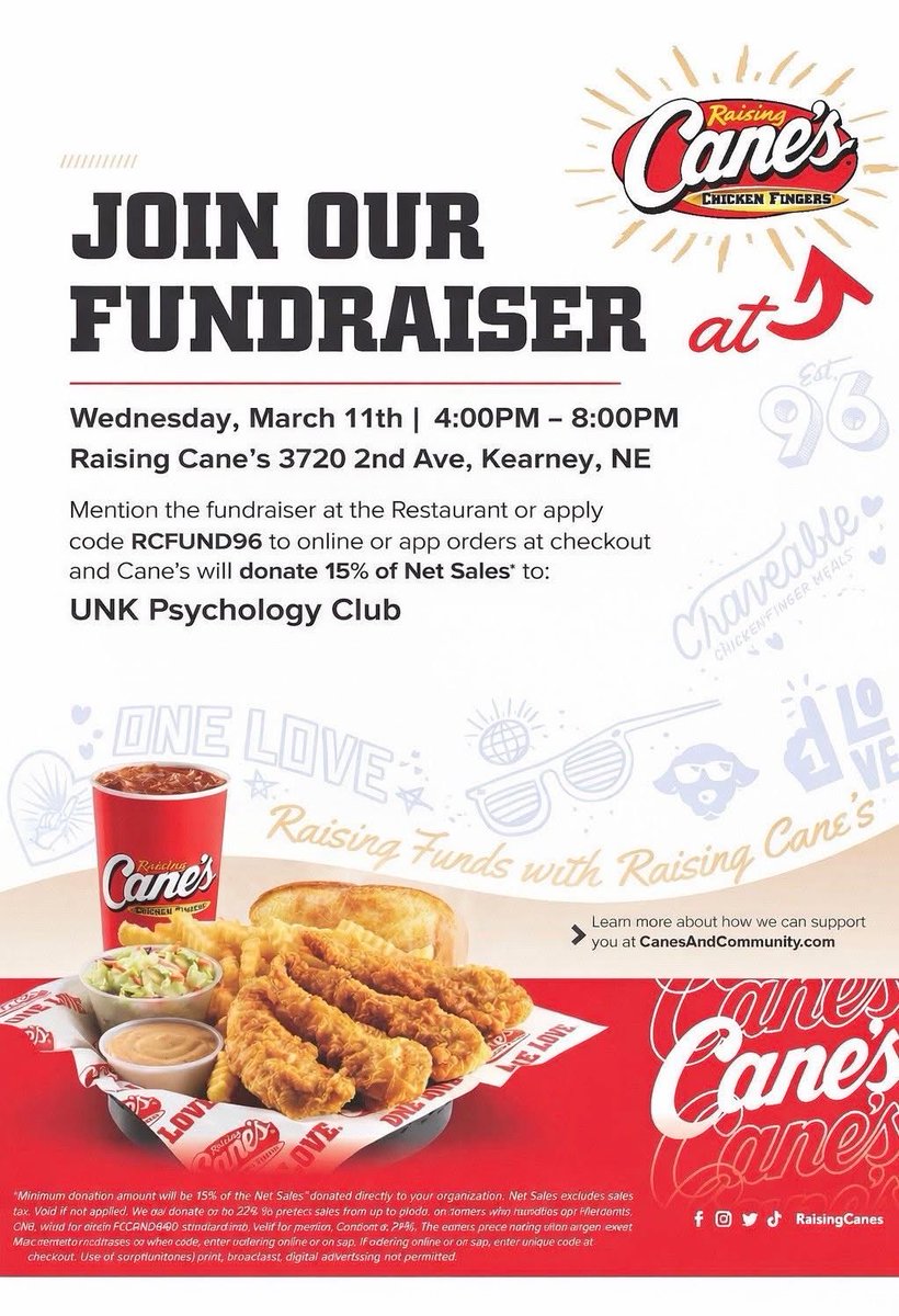 FritsonKrista's tweet photo. Support UNK Psych Club and have great chicken- Wednesday, March 11, 2026.  4:00-8:00 pm
Just mention us!! @cas_unk  @unkantelope  @UNK_Athletics  @UNKHSCI  @1340KGFW  @KearneyHub  @NTVNEWS  @NebPublicMedia @BuffaloCountySO  @BHECN1 @HITS106KQKY https://t.co/yRgWN0PBVn
