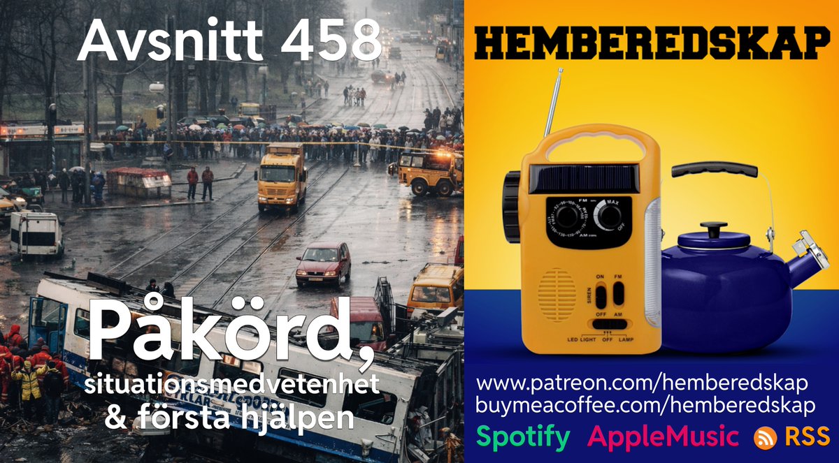 hemberedskap.libsyn.com/458-pkrd-situa… I genomsnitt avlider någon varje vecka på grund av att den blivit påkörd i trafiken. Vi tittar på större olyckor som skett, vilken kunskap som är värdefull samt utrustning i vår EDC. #hemberedskap