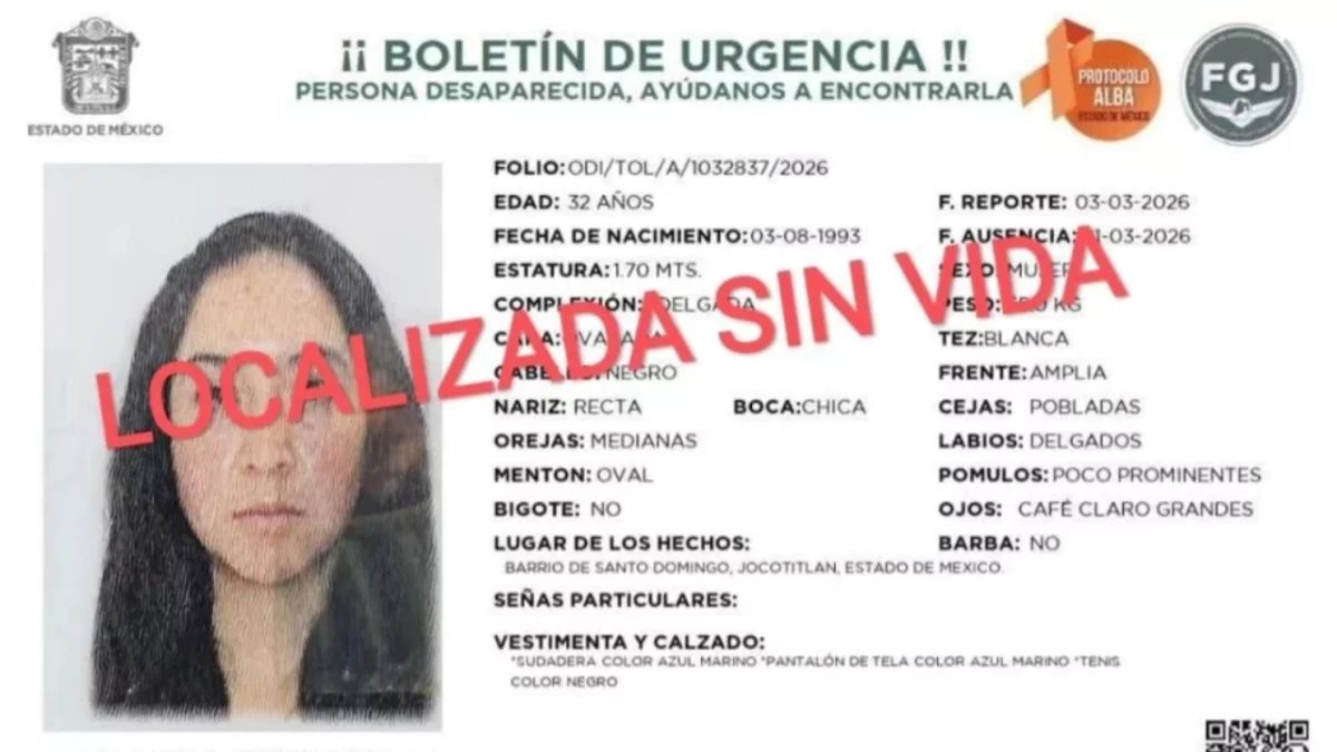 Patricia Hernández Espinoza, vecina de #Jocotitlán, <a href="/Edomex/">Gobierno del Estado de México</a>, salió el 1 de marzo a comprar masa para tortillas y nunca regresó. 

Tras tres días desaparecida, fue hallada sin vida en un predio cercano a su hogar, en el barrio Santo Domingo. El feminicidio ha generado indignación