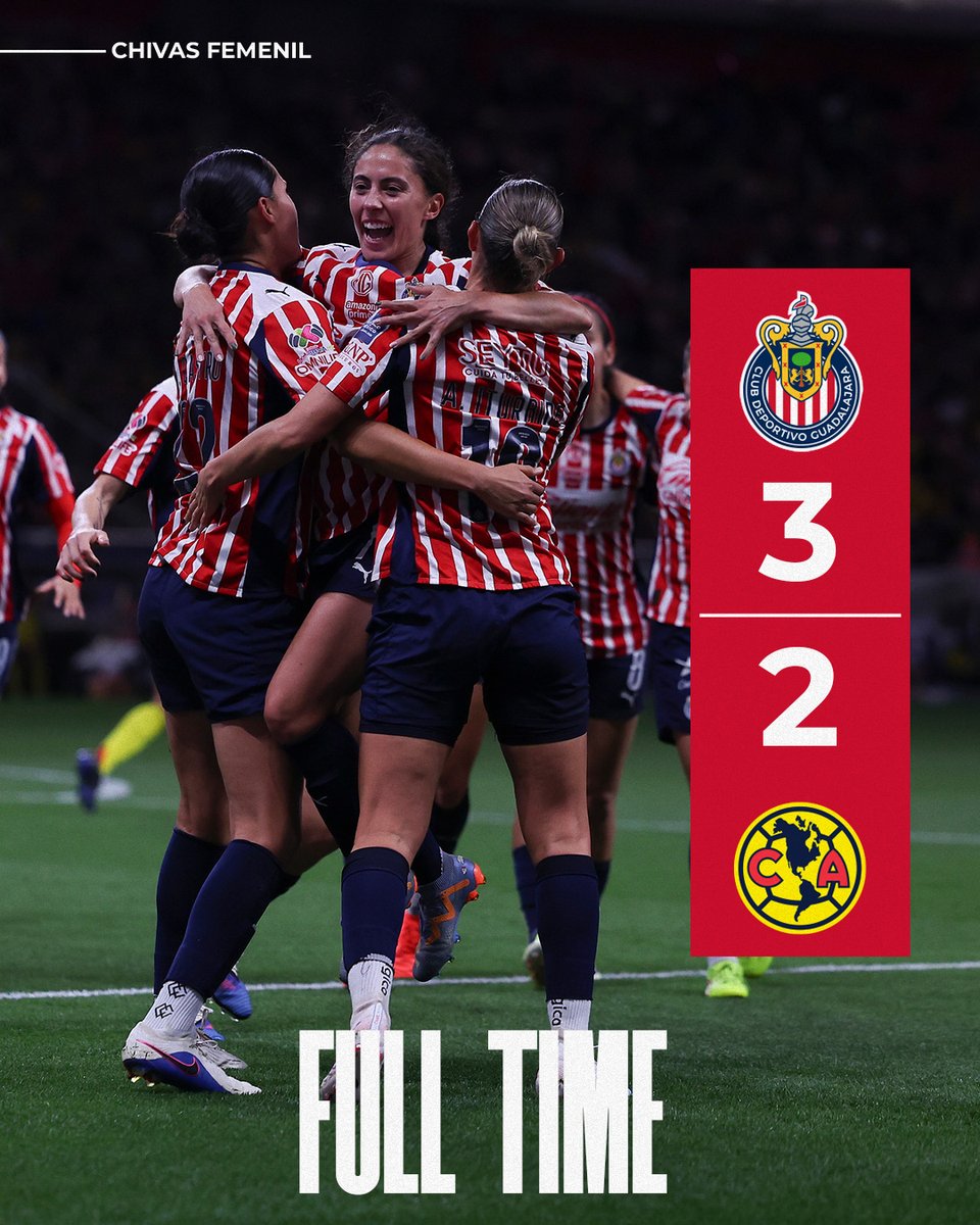 🇫🇷 ¡GANARON LAS CHIVAAAAAAAS! 🇫🇷

#ElClásicoDeMéxico se pinta de Rojiblanco gracias al carácter, determinación y ajustes desde el banquillo que nos dieron la vuelta y el triunfo. 

#MuchoChivas 🐐