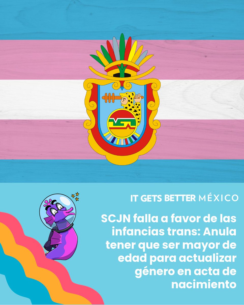 ItGetsBetterMx's tweet image. 🏳️‍⚧️⚖️🇲🇽 La SCJN falló por unanimidad: las infancias y adolescencias trans en Guerrero ya no necesitan tener 18 años para rectificar su género en el acta de nacimiento.

El derecho a la identidad no espera. Y sí mejora. 

🩵🩷🤍🩷🩵

#InfanciasTrans #Trans #ItGetsBetter