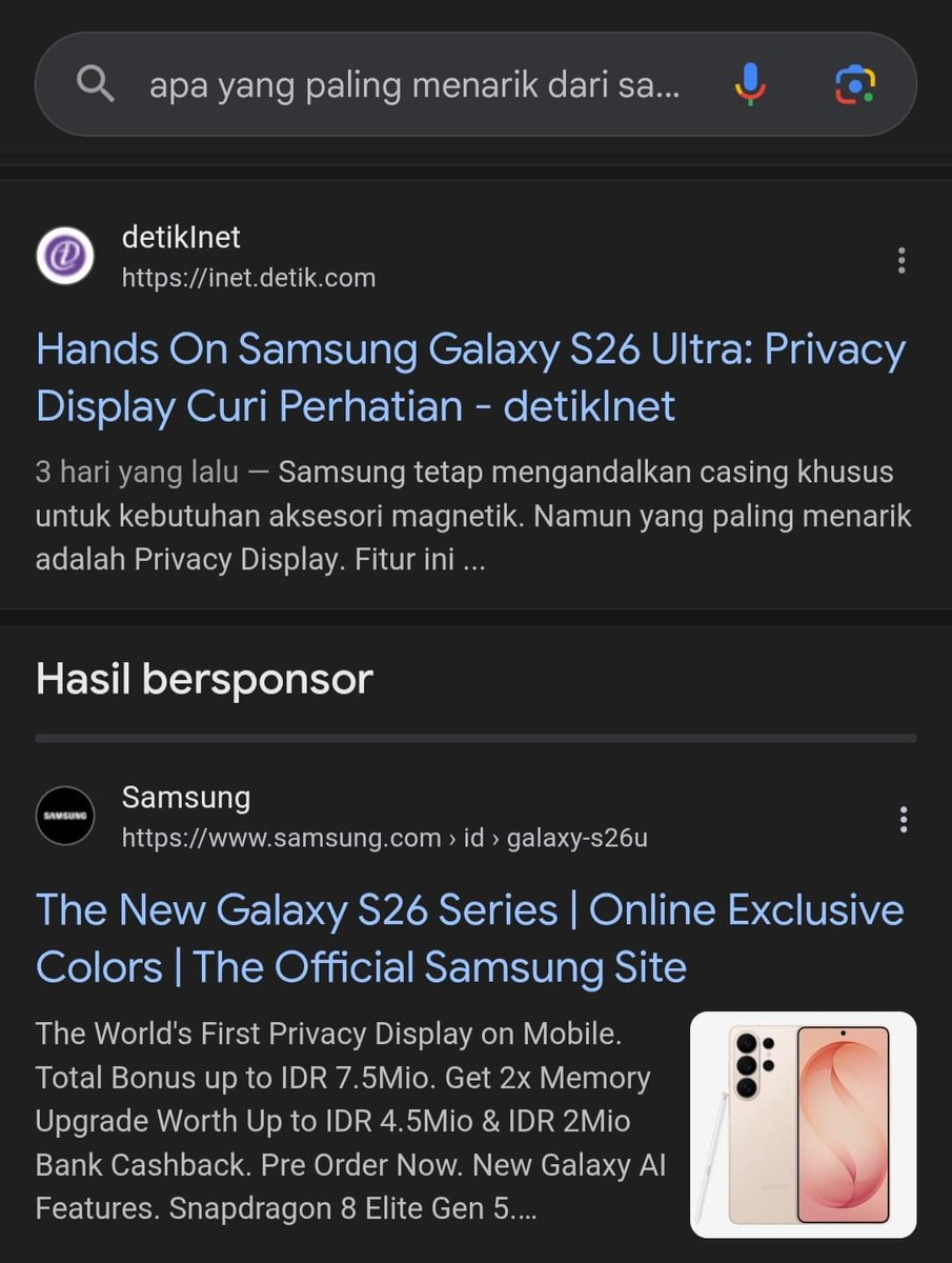 diera18_'s tweet photo. @detikcom @samsungID Inovasi Privacy Display di Galaxy S26 Ultra beneran game changer tahun ini. Definisi HP flagship yang beneran ngerti cara ngejaga privasi penggunanya dengan cara yang berkelas! 💎🛡️ #GalaxyS26 #detikcomXSamsung #YouandAICan #GalaxyAl https://t.co/8pogrOMPGy