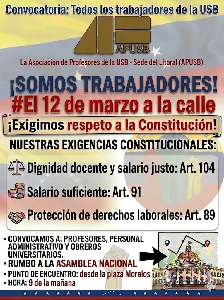 AsambleaCNCTL's tweet photo. Asociación de Profesores de la #USB sede Litoral #El12DeNuevoPaLaCalle hacia #Caracas                                       #AumentoSalarialYa https://t.co/gONQxk7ByX