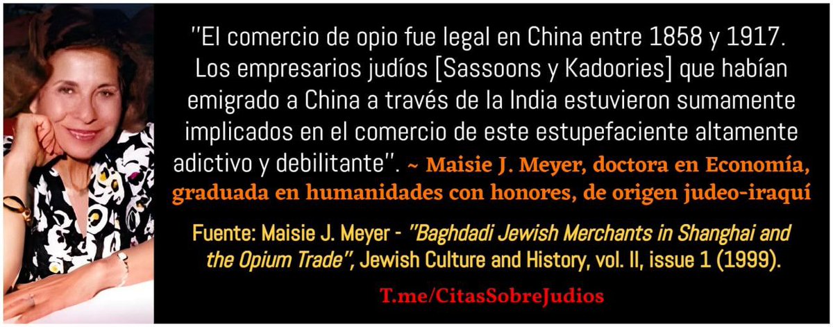 LOS JUDI0S ERAN LOS CAPOS DEL NEGOCIO DEL OPIO EN CHINA

Fue la familia judia Sassoon la que monopolizo esta droga en China. Eran conocidos como los Rothschild de oriente y fueron los grandes beneficiarios del comercio de esta droga.