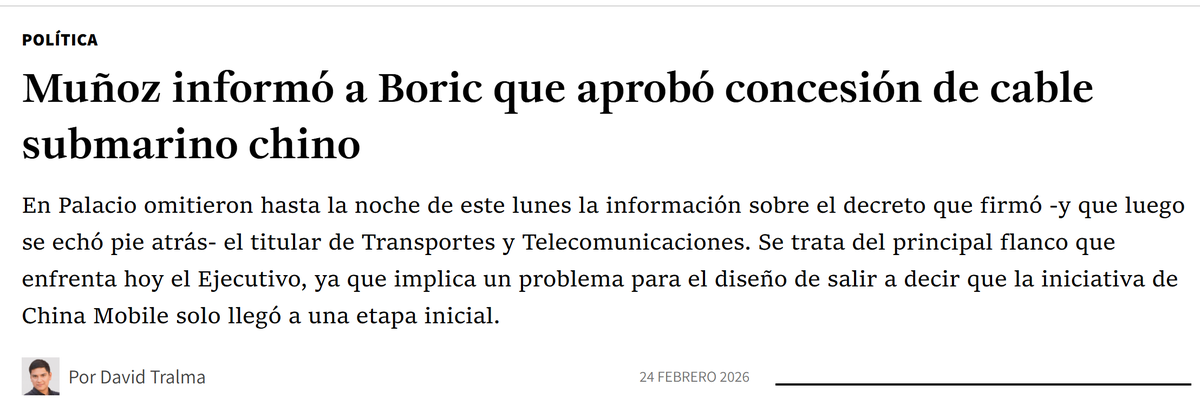 Caplevi1540's tweet photo. 14- Cable chino: Aprobaron un cable entre China y Chile que sería controlado por una empresa estatal china exponiendo datos censibles al gobierno chino, EE.UU hizo la advertencia pero al no hacer caso a las advertencias, sancionaron a 3 funcionarios del gobierno de Boric. https://t.co/oyzp1nMyUq