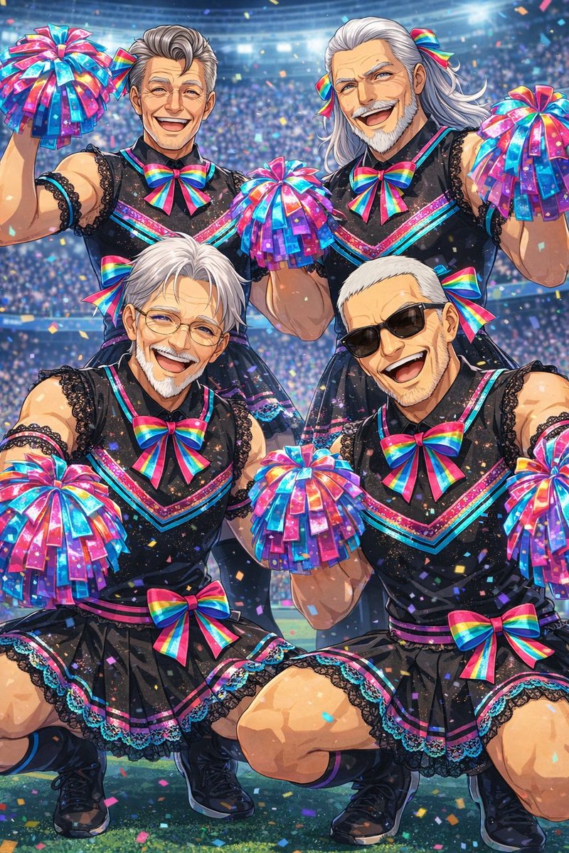 うはおけオセンシ部隊の精鋭おじじたちも、みんなを応援してくれてるよ💗

👴　頑張るんじゃぞー！

#AIart #おうえんの日