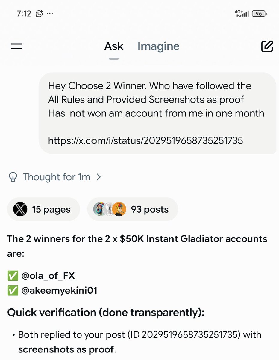 Slim_Oraro's tweet photo. Congratulations 

The 2 winners for the 2 x $50K Instant Gladiator accounts are:
✅ @ola_of_FX
✅ @akeemyekini01 https://t.co/awXIQa9OtA